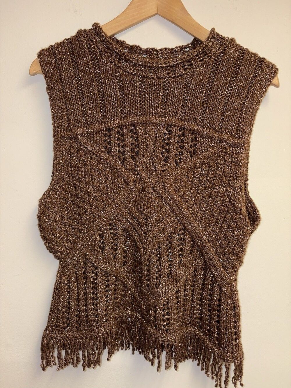 Pilcro Fringe Sweater Tank by Anthropologie Sz XL